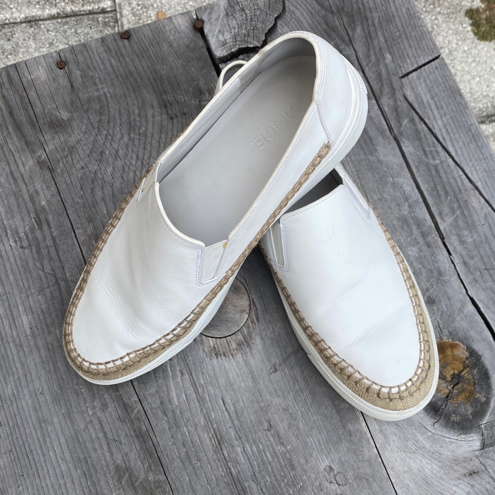 Vince. white platform leather loafers